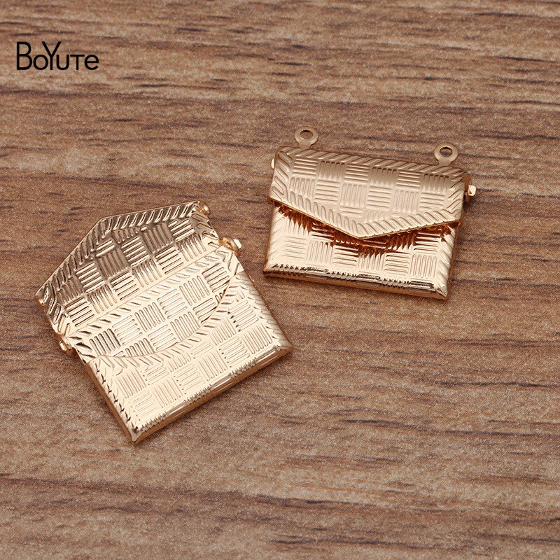BoYuTe (10 Pieces/Lot) 15*20MM Metal Brass Envelope Photo Locket Diy Floating Locket Charms for Jewelry Making: 3-KC Gold Plated
