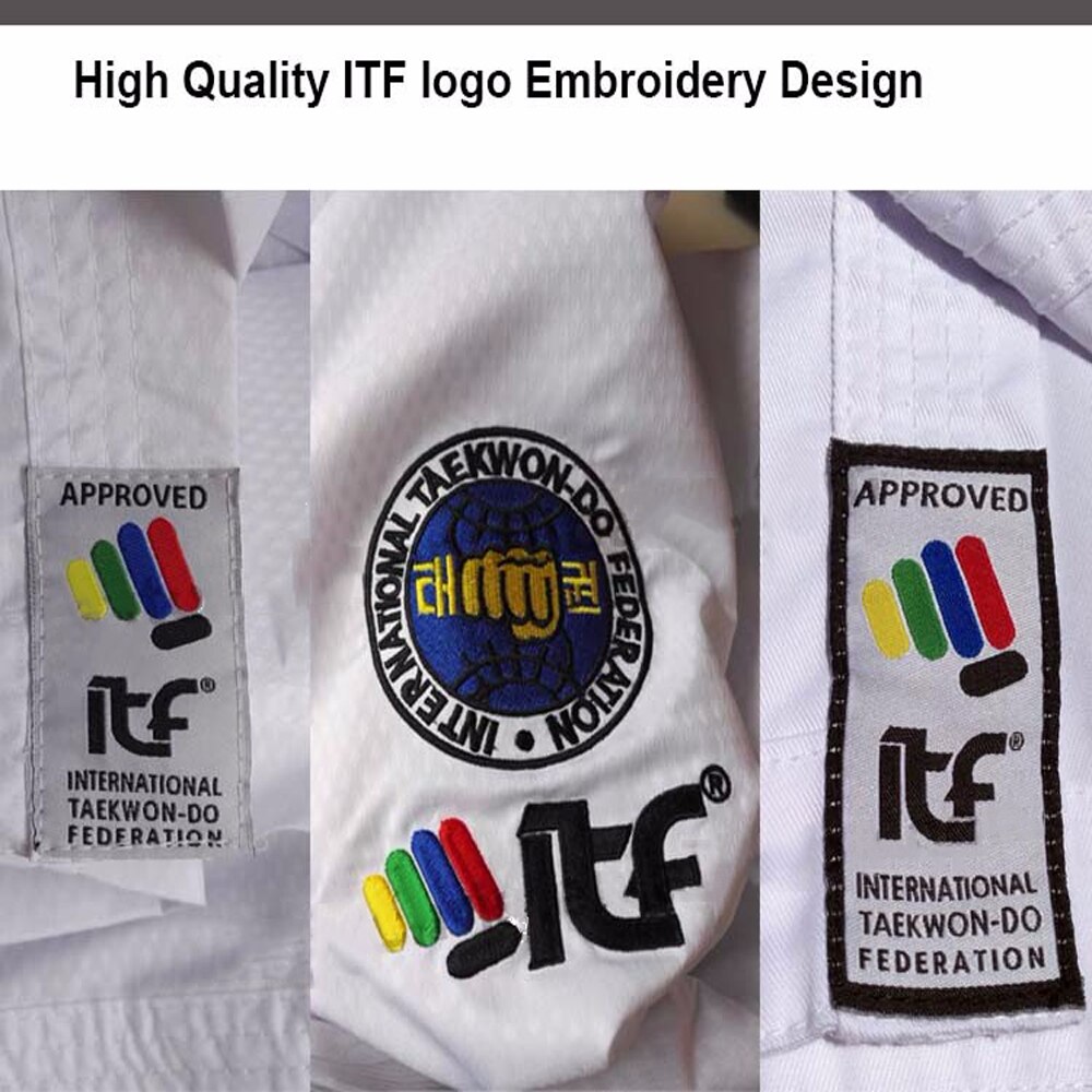 2022 ITF approved Taekwondo Student Uniform Doboks With Embroidery Kimono Pattern Cotton Uniform For Adult kids