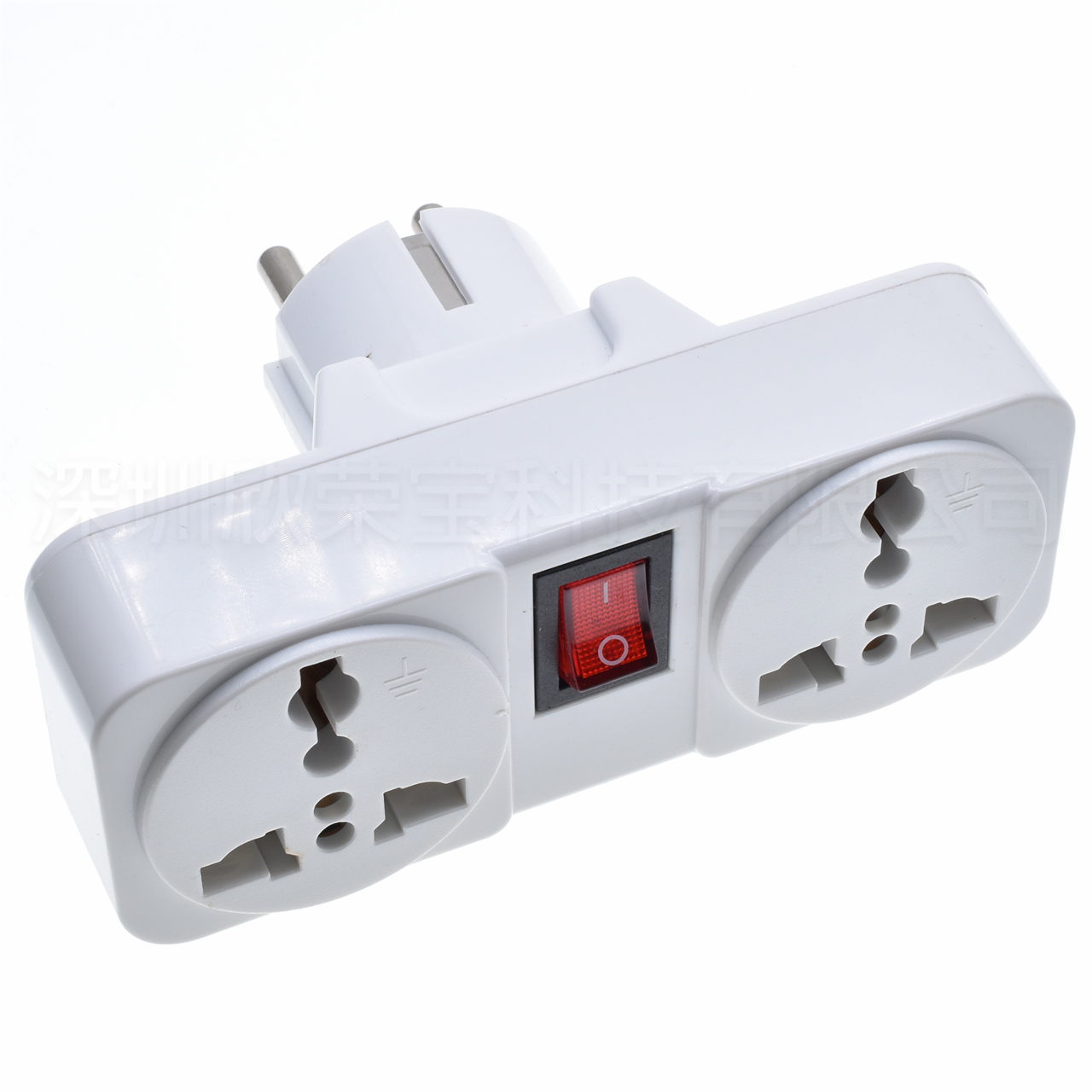 Universell eu-pluggadapter 1 til 2 utvidelsesplugg internasjonal australsk storbritannia us til euro kr reiseadapter elektrisk omformer strømuttak: Mørk grå