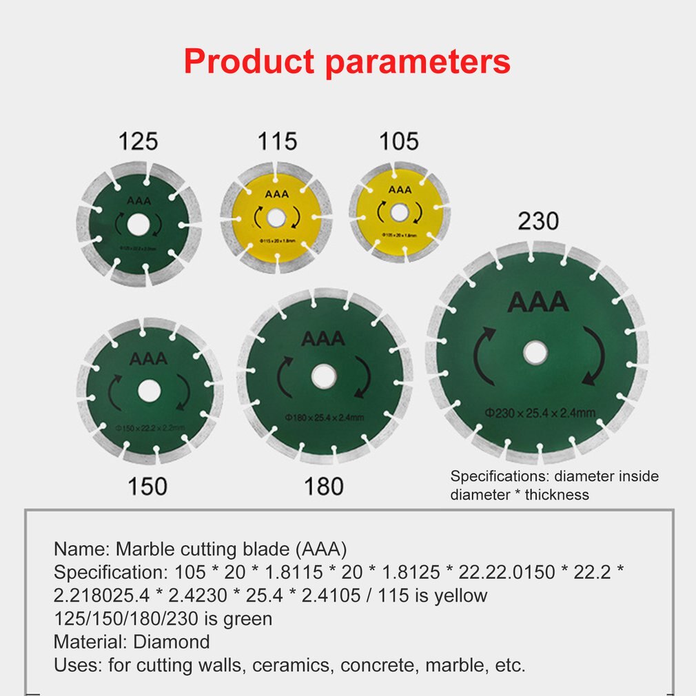 Diamond Circular Saw Blades Diamond Saw Disc Cutting Stone Granite Marble Concrete Cutting Tool Blade Dry Cutting Disc