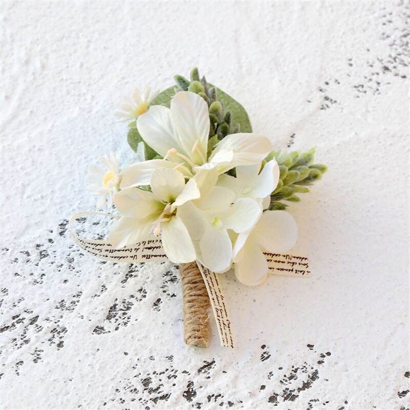 Kunstige roseblomster brudgom boutonniere mann corsage far bror bryllup blomst mann dress fest dekorasjon  xh20
