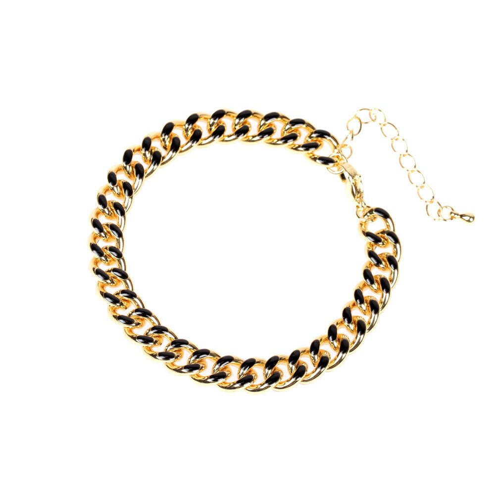 Hip hop Dripping oil vintage yellow bracelets Women men blue Punk Cuban Link Chain bracelets Jewelry Christmas: black