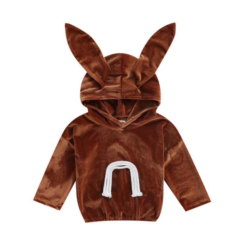 dreptać dziewczynka bluza z długim rękawem, kreskówka uszy królika gruby sweter, niewidoczny regulowany sznurek topy: 3 / 2-3 Years