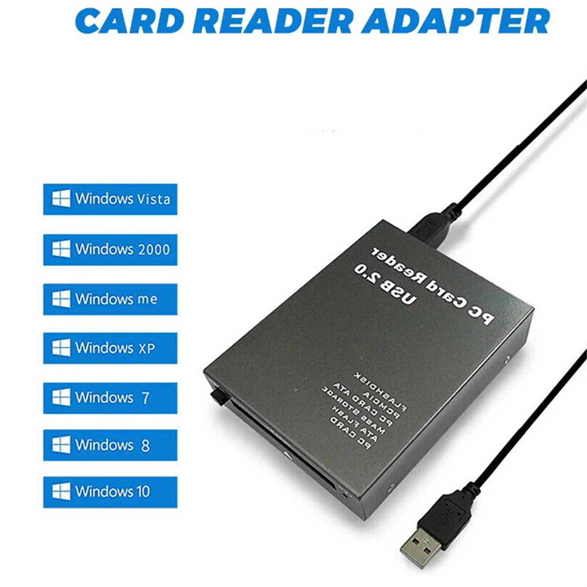 PCMCIA-Lecteur de carte ATA, USB 2.0 vers PC, adaptateur, disque flash, carte mémoire
