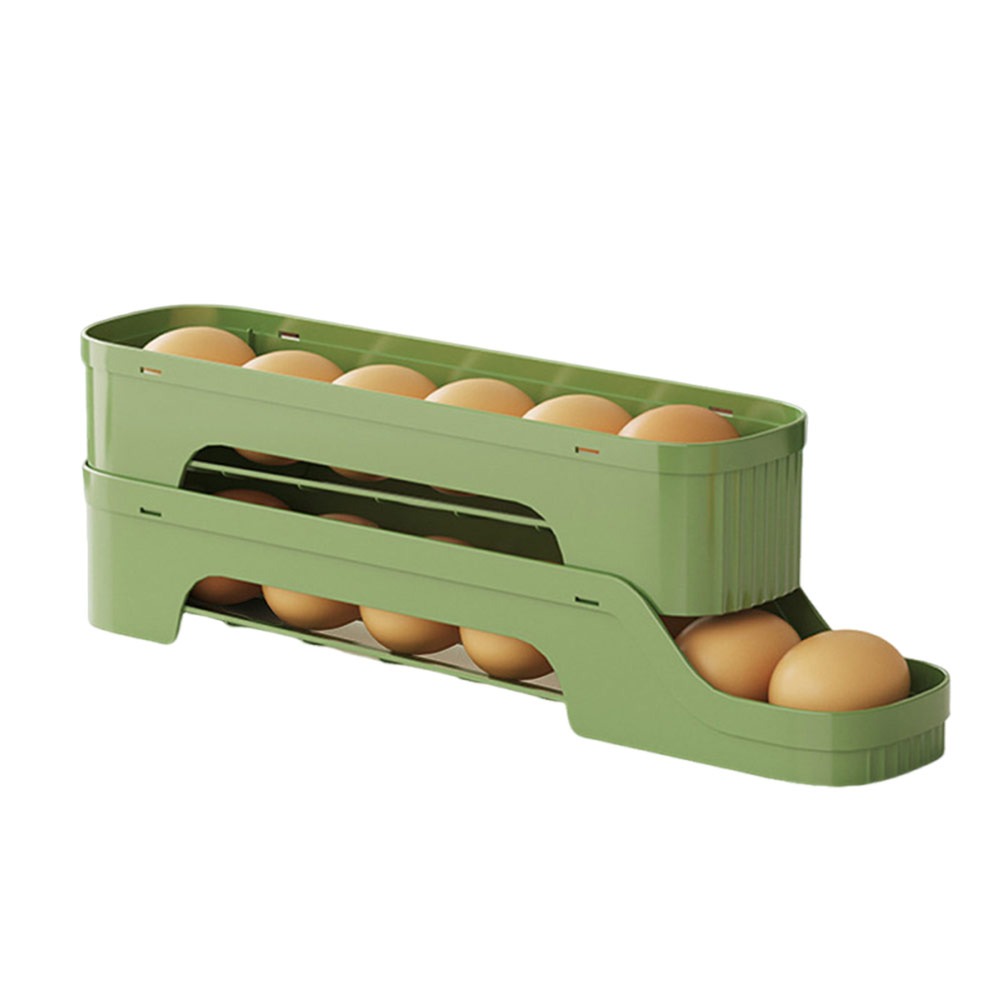 Durable Slide Organizer Automatic Egg Roller Large Capacity Space Saving Egg Roller Rack Egg Dispenser Kitchen: Dark Khaki