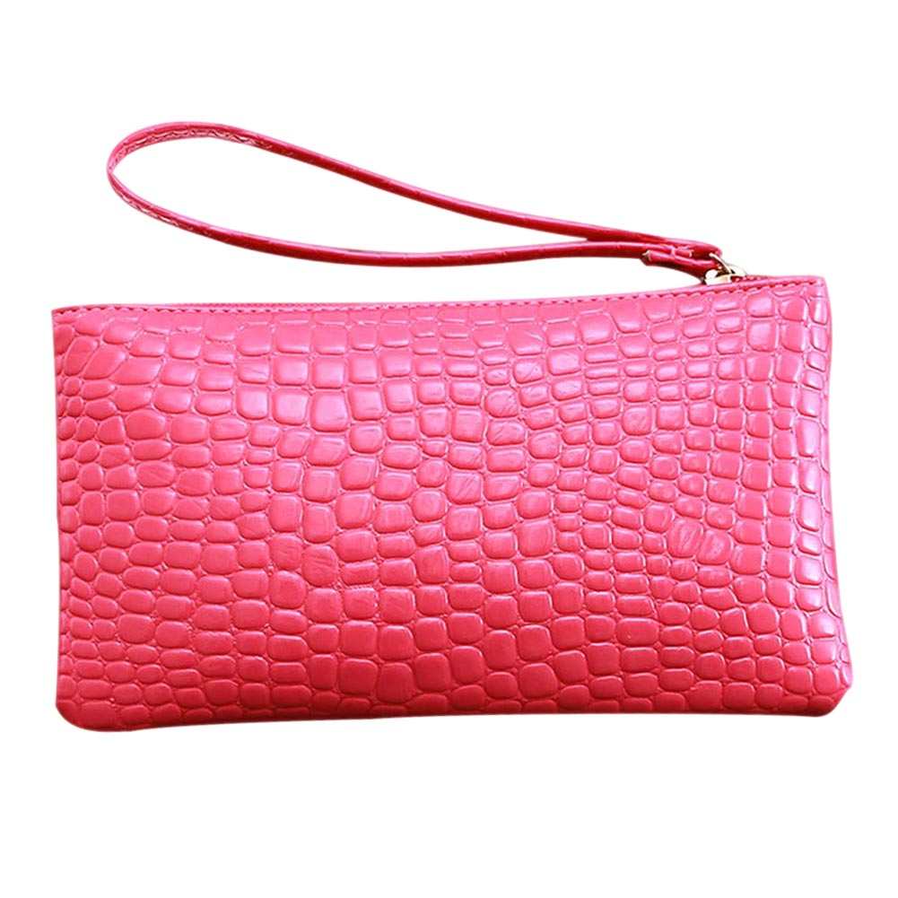 Women PU Leather Wallet Purse Card Phone Holder Makeup Bag Clutch Handbag C66: Pink