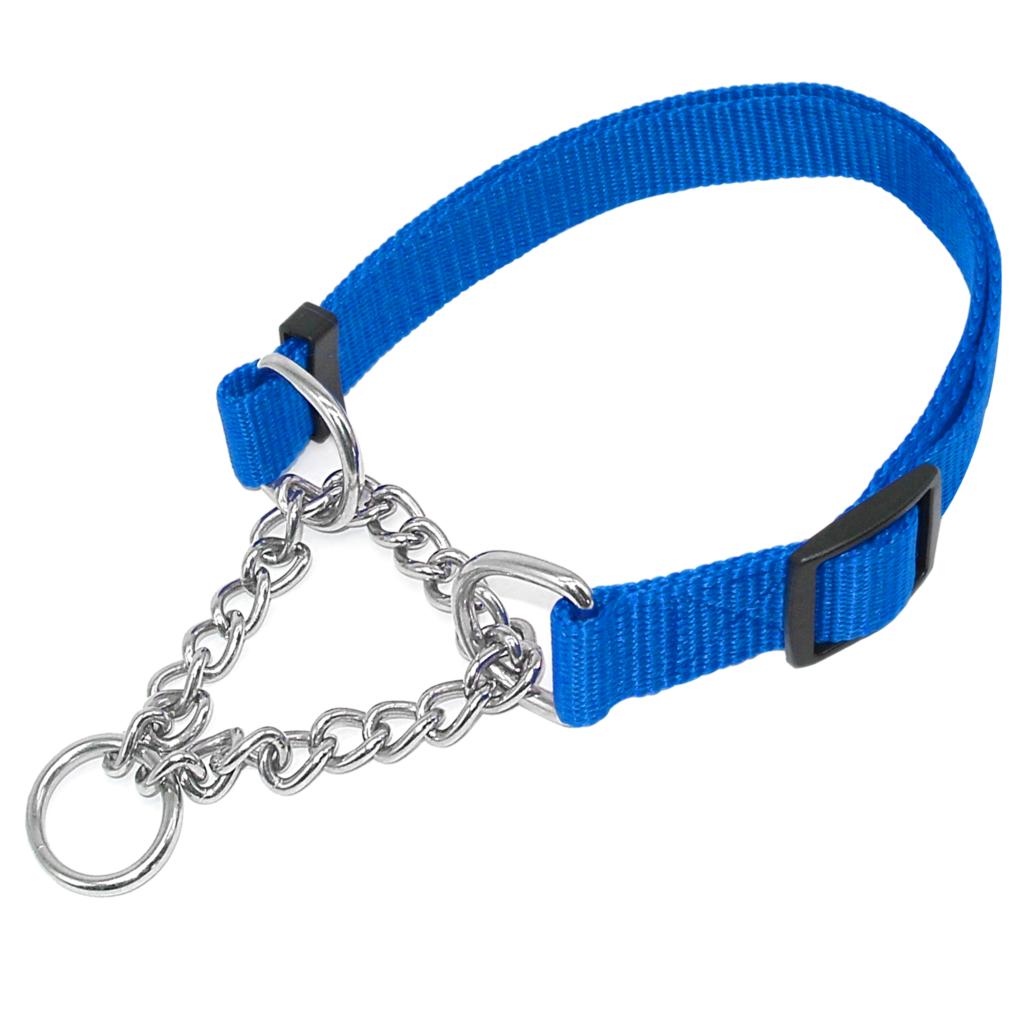 1.0 "bred nylon almindelig farve hund kæledyr choke kæde træning krave 4 farver 16-29 " justerbar: Blå