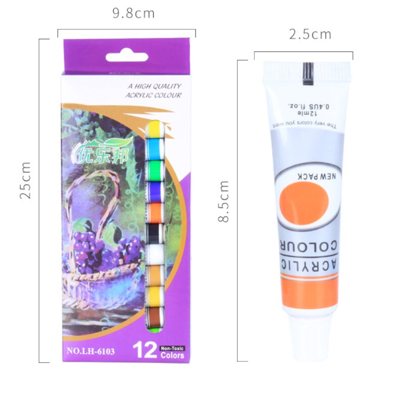 Acryl Verf Set Handgeschilderde 12-Kleur Schilderen Art Verf Tekening Pigment Muurverf Diy Voor Beginners kunstenaars