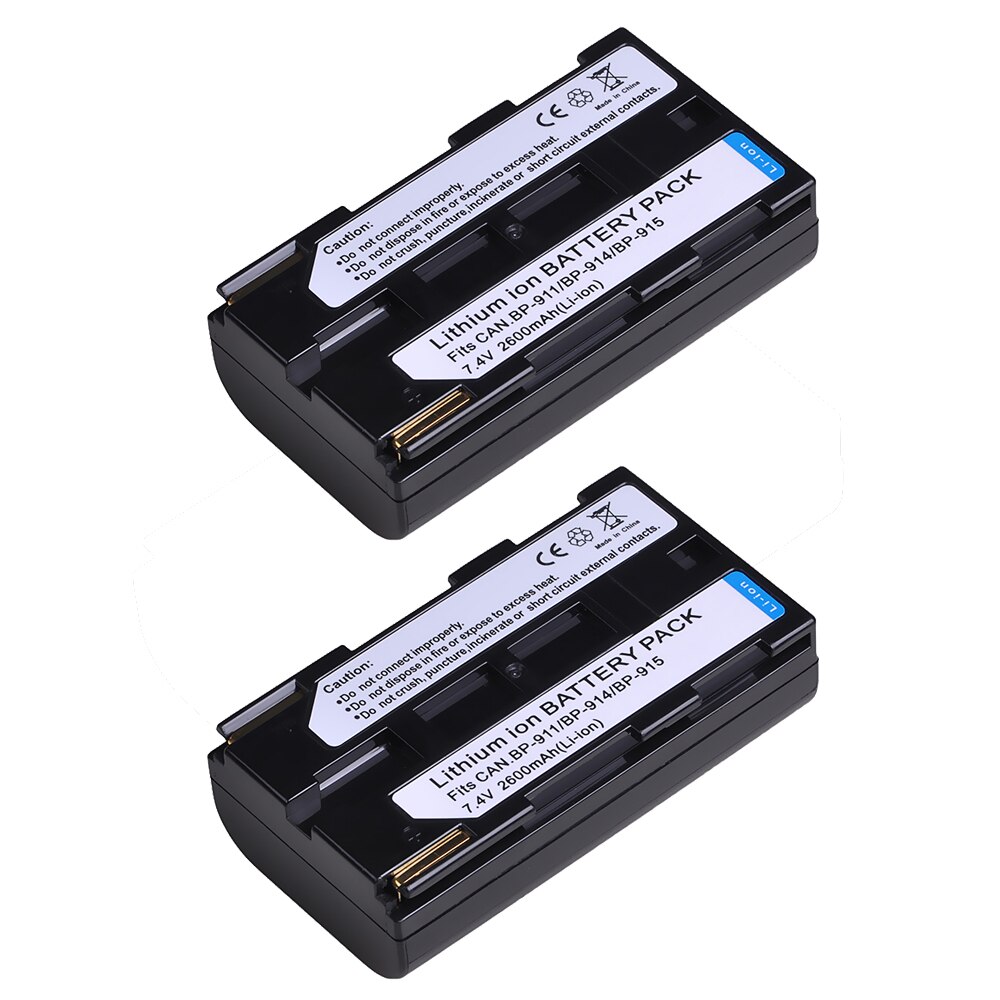 3pcs 2600mAh BP-911 BP-911K BP-914 BP-915 BP-941 927 924 Camera Li-ion Battery for Canon E1 E2 E30 ES50 ES6500V ES7000V ES8000V.: 2 Batteries