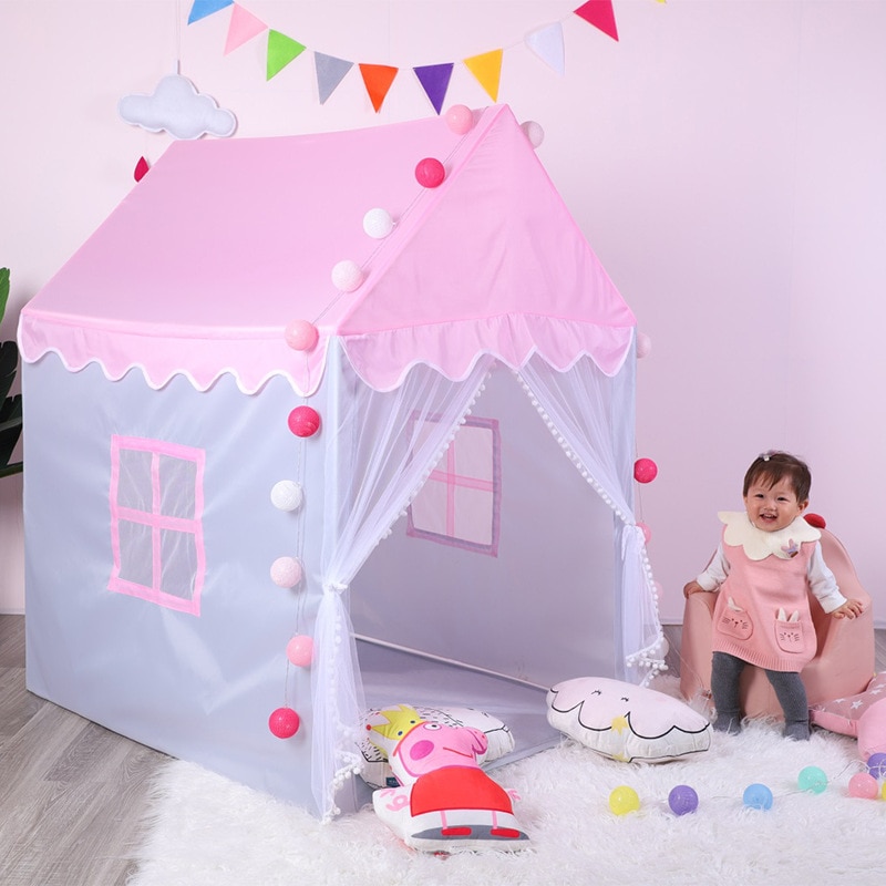 1.45M tenda per bambini pieghevole portatile tende per bambini Tipi Baby Play House grande ragazza rosa principessa castello coperta giocattoli da esterno regalo