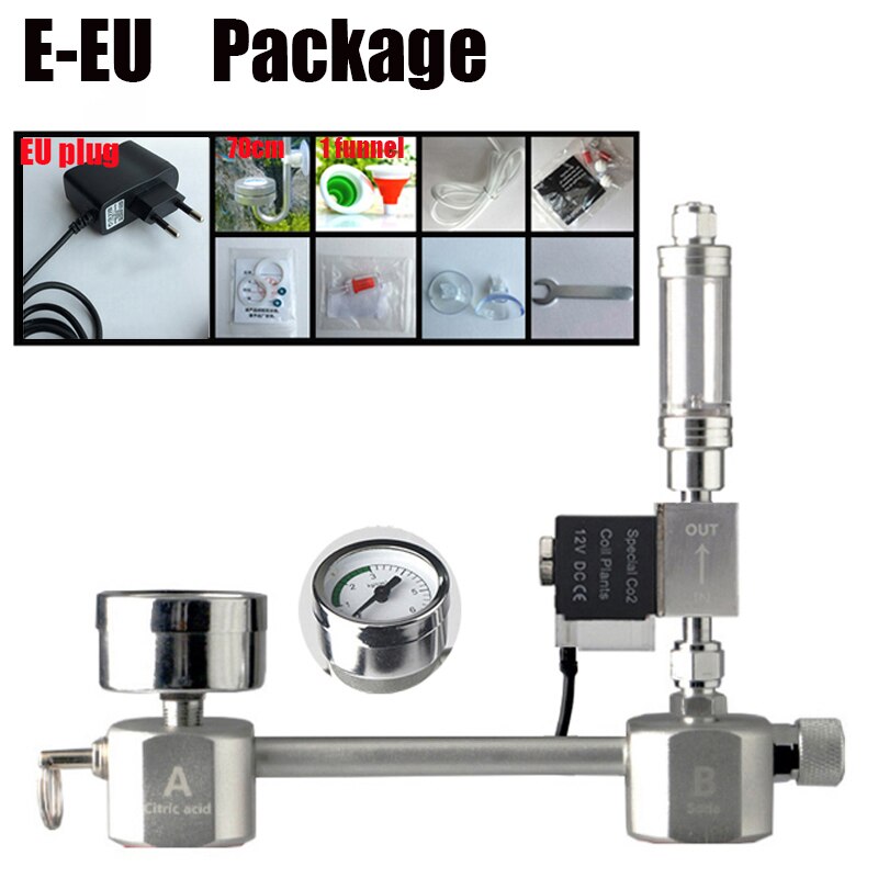 Aquarium CO2 Regulator System Kit co2 Diffuser Generator with Valve Bubble Atomizer Solenoid Fish Tank Carbon Dioxide For Plants: EEU