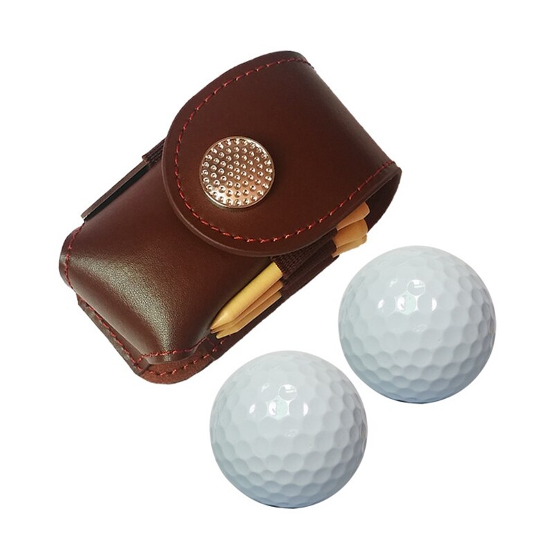 Golf Ball Bag Holder Clip Leather Waist Pack Utility Pouch Golf Training Aids with Ball Golf Accessories