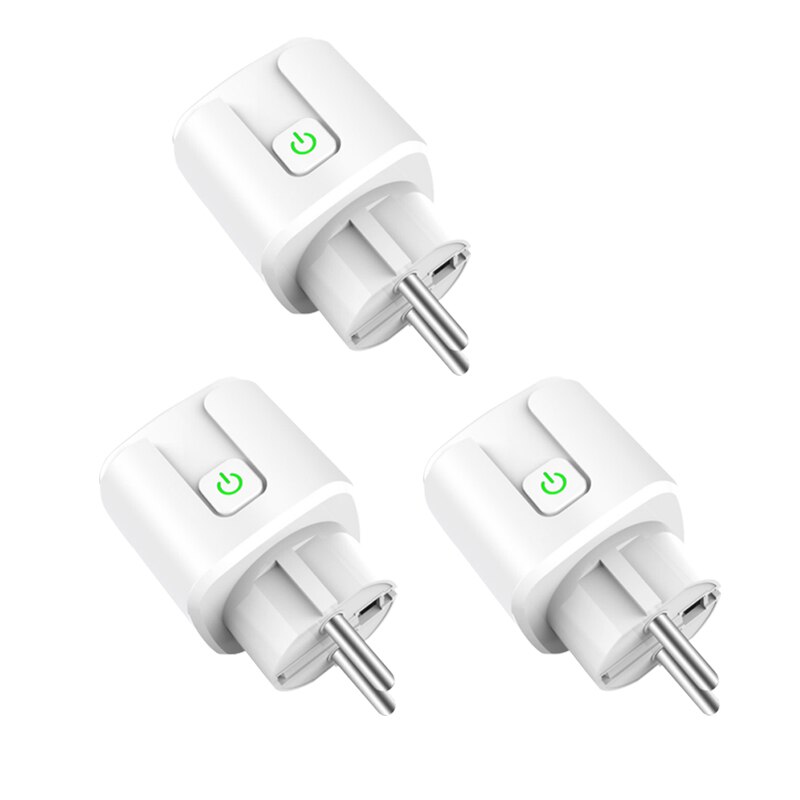 16A EU Smart Wifi Power Plug With Voice Control Smart Home Wifi Wireless Socket Outlet Works With Alexa Google Home Tuya App: 3 pieces