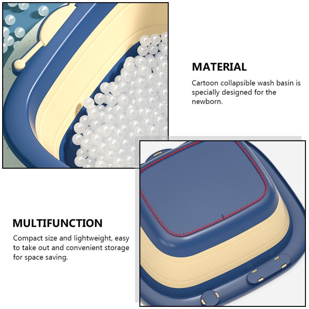 Portable and Collapsible Foldable Baby Wash Basin Household Folding Basin Cartoon Washbasin for Bedroom