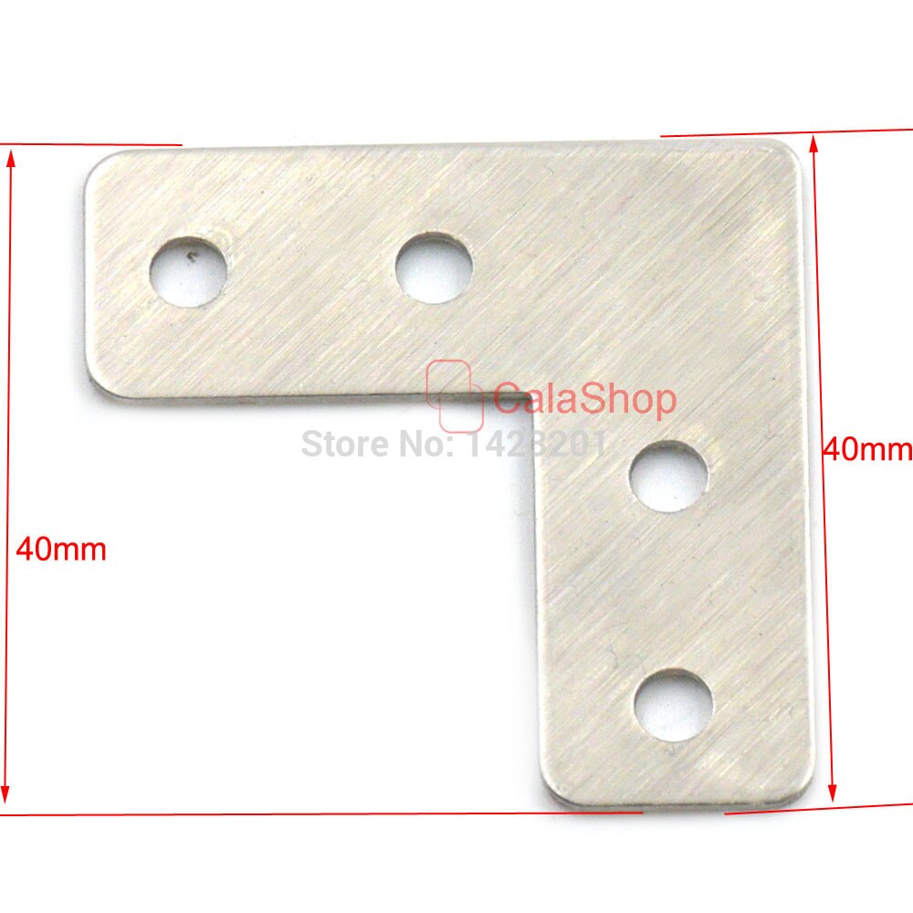 10 Pca / Lot 40mm 50mm 60mm 80mm Flat L Shape Angle Plate Corner Brace Joint Fasteners Repair Bracket Stainless Steel
