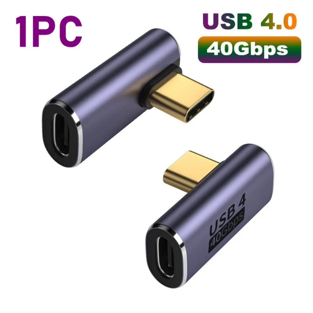 NNBILI USB 4.0 PD 100W 8K 60Hz Ładowarka Złącze do 40Gbps Szybki adapter USB C OTG w kształcie litery U Prosty kątowy adapter męski na żeński: Rose Gold
