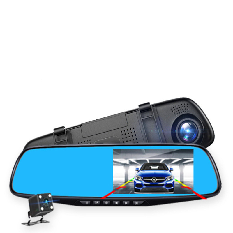 Dash Cam 24H Auto Dvr Dash Camera Achteruitrijcamera Dual Lens 1080P 4.3in Full Hd Cyclus Opname Dash cam Video Recorder Spiegel Dashcam