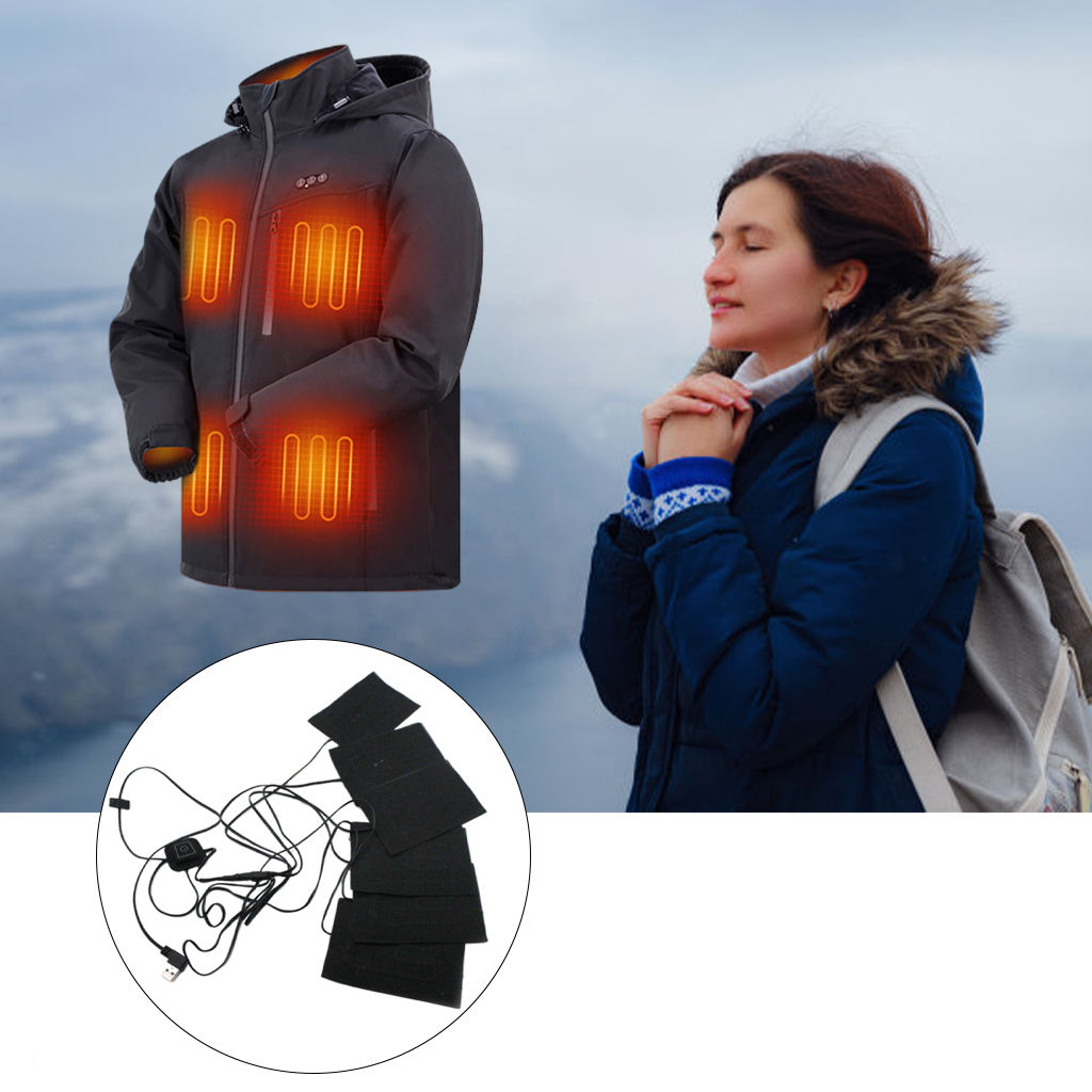 Electric Heating Pads Clothes Heating Pad Winter Heated Jacket Waist Belly Warming Mat Heater Heat Pads: 6 in 1