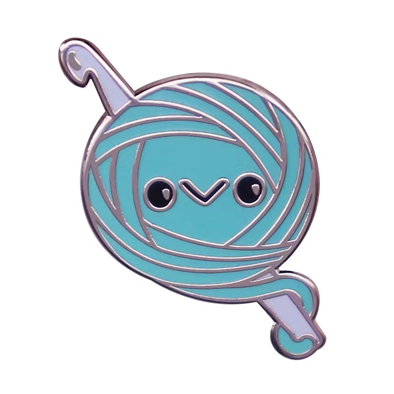 Broche en tricot pour femmes, Badge en fil d'art en émail, broche pour pull, chemise, manteau, sac à dos, accessoires de bijoux mignons: COULEUR OR ROSE