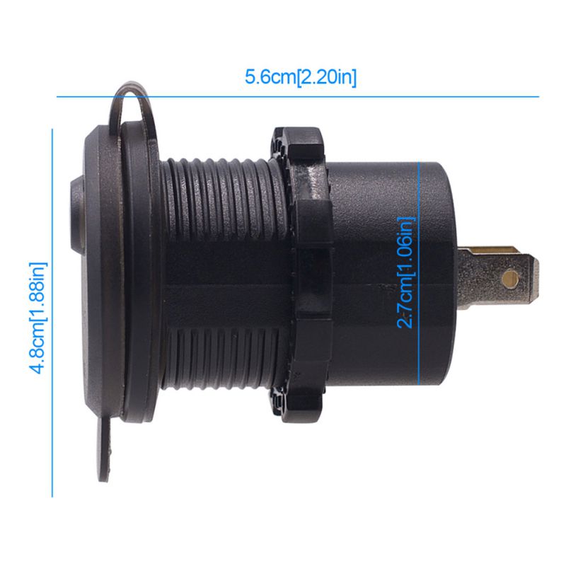 Cargador de moto interruptor usb impermeable, pantalla Digital de 2,4 a, voltímetro de 12V-24V, cargador para coche, barco y motocicleta con fusible de 20a, 60cm