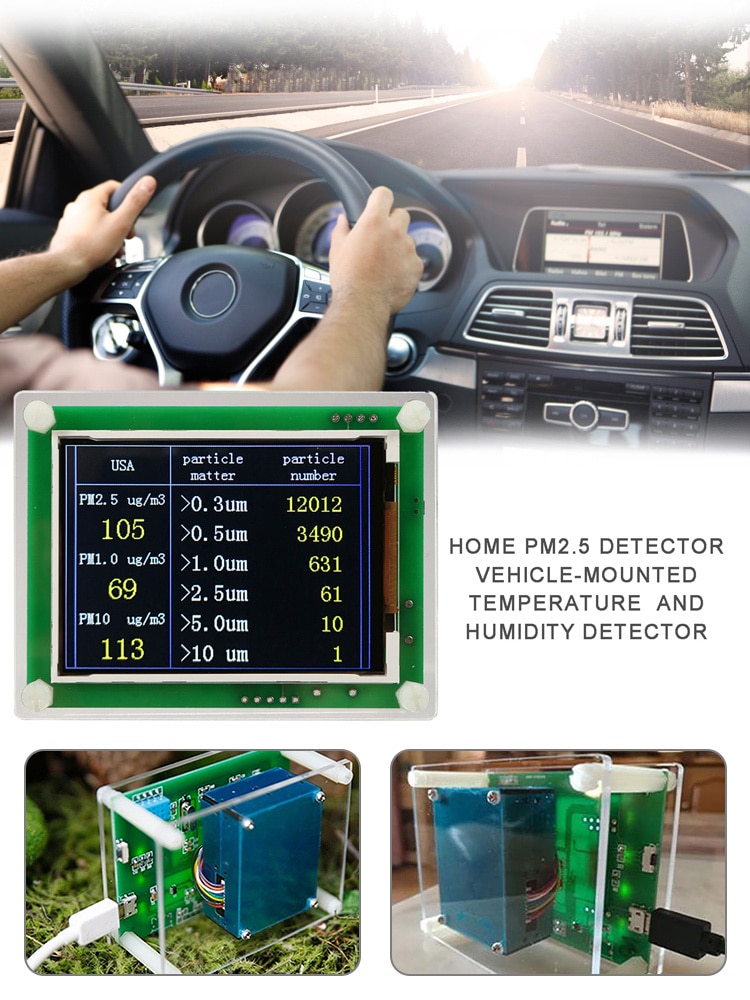 Digital LCD Display 2.8inch Air Detector Monitor Dust Sensor PM1.0 PM2.5 PM10.0 AQI Temperature&humidit Accurate Home
