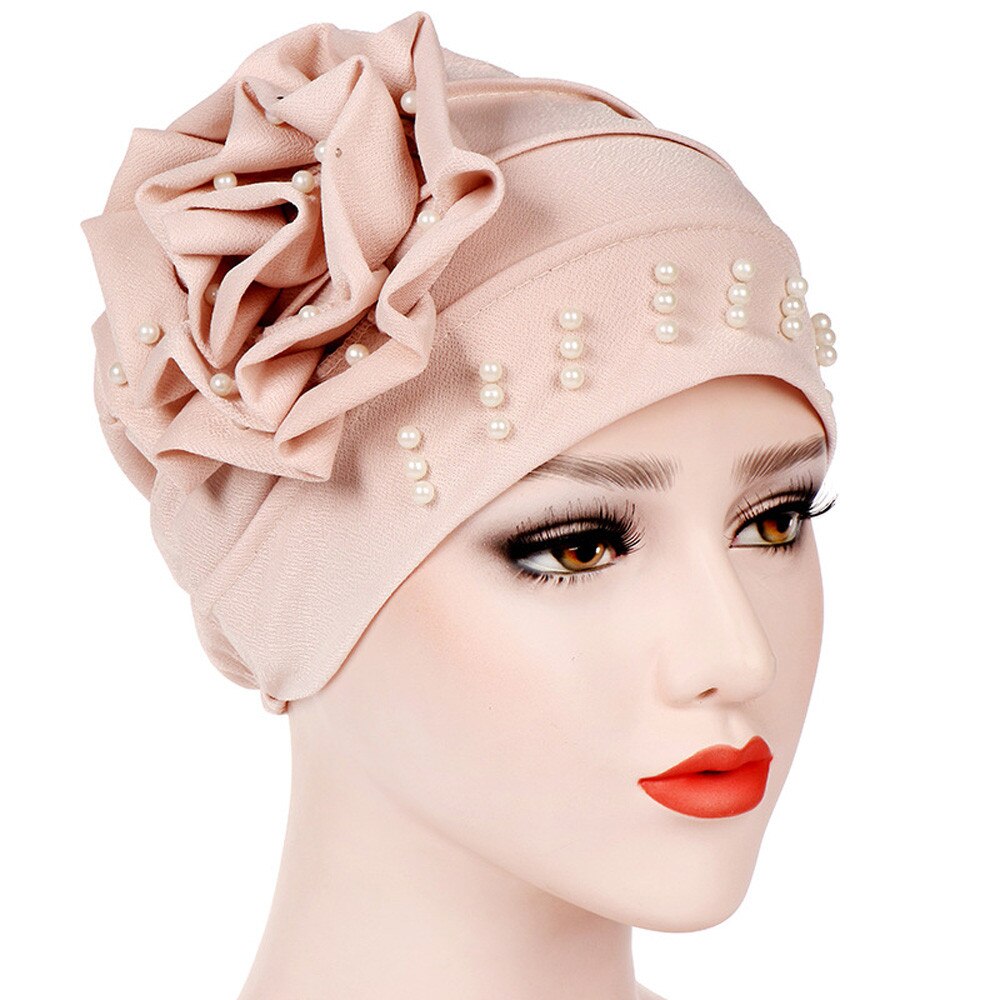 #5 Mode Vrouwen Kralen India Hoed Moslim Ruche Kanker Chemo Beanie Sjaal Tulband Cap Freeship: Khaki