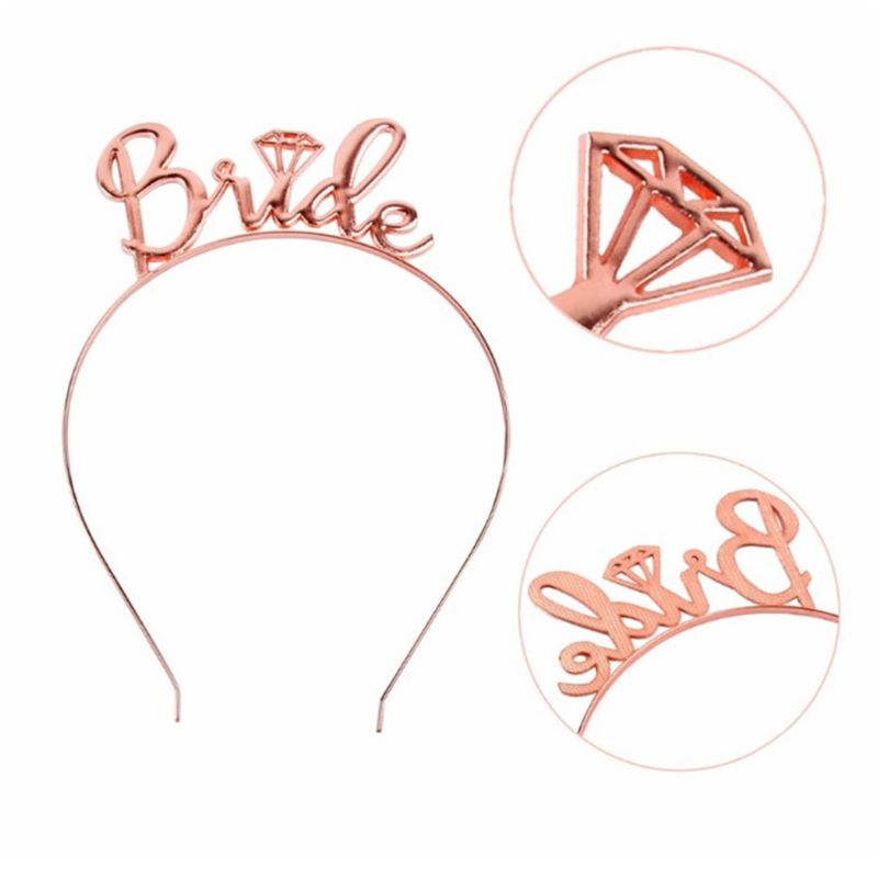 3 stk/sæt polterabend høne fest dekoration rosa guld sæt bryllup slør med kam skærf pandebånd tiara brude bruser forsyninger