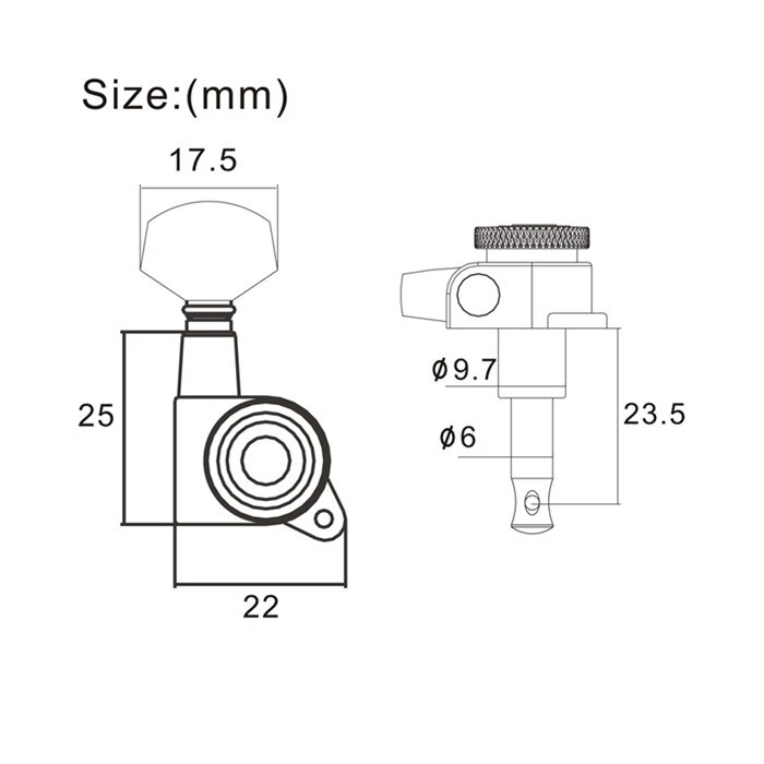 Zwarte stemmechanieken voor akoestische elektrische gitaar met vergrendelde snaren