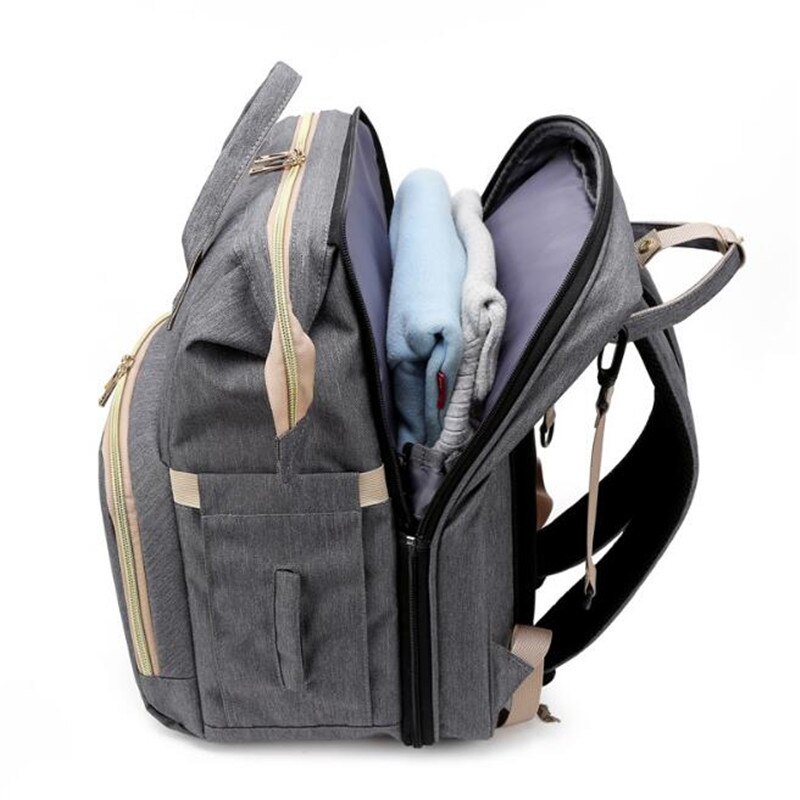 Multifunctional Portable USB Folding Diaper Bag Baby Travel Large Backpack Baby Bed Diaper Changing Table For Outdoors