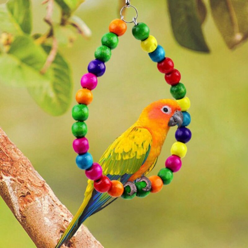 8Pcs Bird Toys Pet Parrot Chew Toys Wooden Swing Bell Hanging Toy Stand Budgie Parakeet Bird Cage Home Decoration CWJWJ90a-1