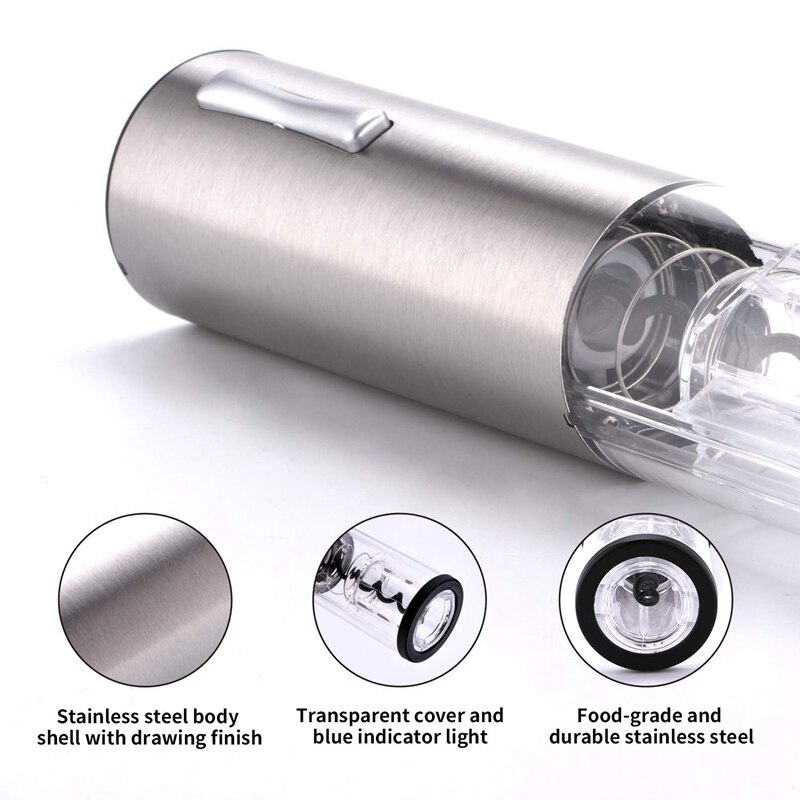 Elektrische Wijn Opener Oplaadbare Draadloze Rvs Automatische Kurkentrekker Wijn Opener Met Foliesnijder Base, Usb Charger Ca