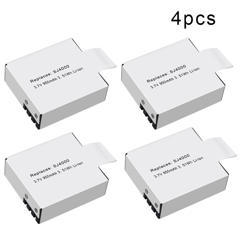 Sj4000 akkus (950 mah) ,  sj4000 pg1050 pg900 +  usb-doppelladegeräte für sjcam  sj5000 sj6000 sj8000 m10, eken 4k h8 h8r h9, gitt -lb101: 4 stck.