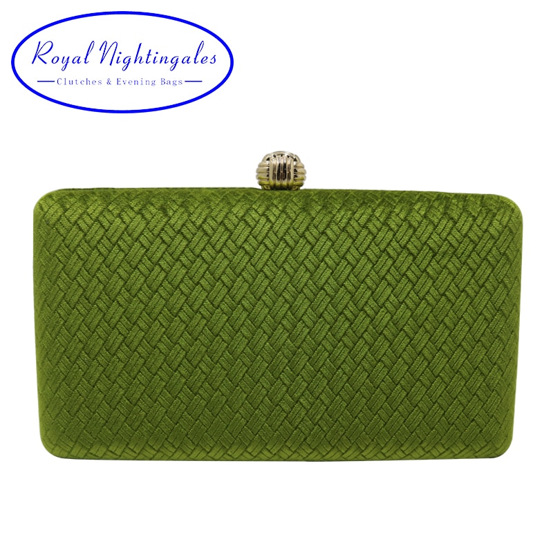 Royal Nightingales Weave Velvet Suede Hard Box Clutch Bags Evening Clutches and Handbags for Womens Green/ Navy/ Blue