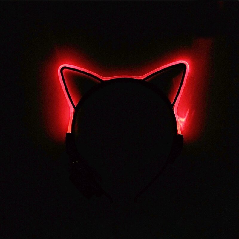 2 st halloween glödande kattöron barn hår båge leksak bröllopsfest headdwear lysande led pannband för flicka huvudbonad