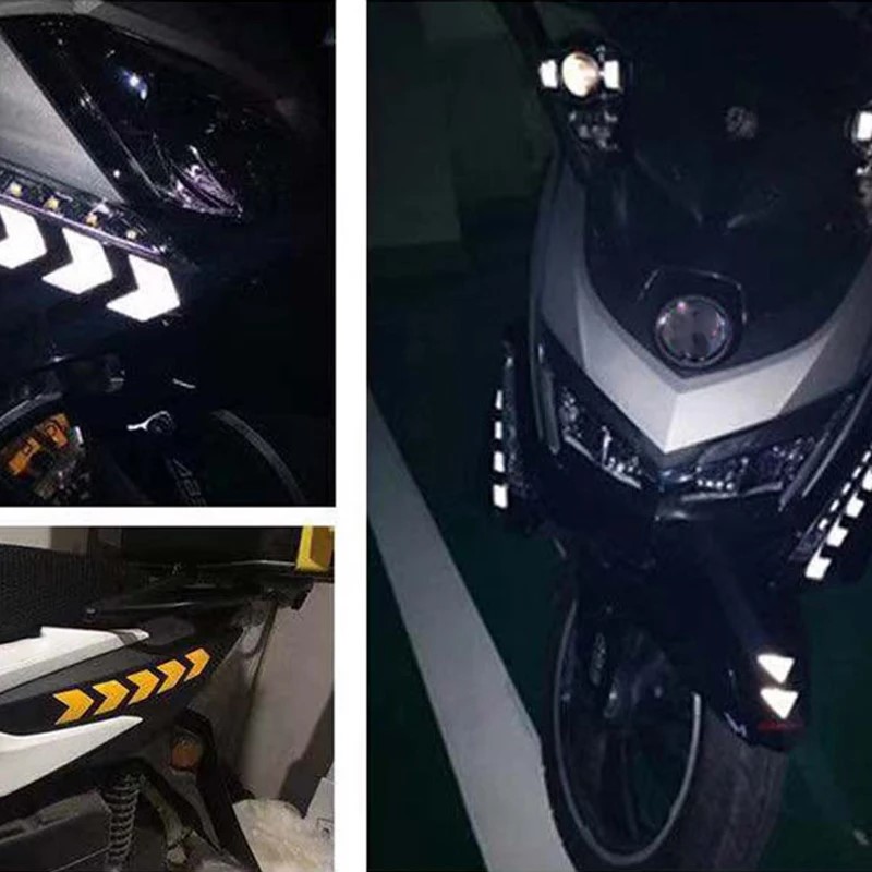 12 Teile/satz Reflektierende Pfeil Zeichen Band Warnung Sicherheit Aufkleber für Auto Stoßstange Stamm Reflektor Gefahr Band Motorrad Zubehör