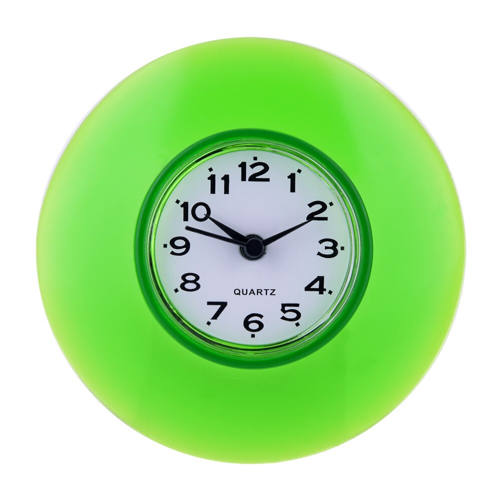 Salle de bain cuisine miroir ventouse horloge murale douche étanche Quartz horloges décoration: green