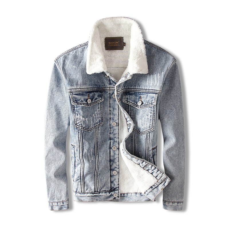 Winter Jackets Men Thick Velvet Denim Jacket British FashionCotton Coats Lamb Cashmere Warm Bomber Jackets