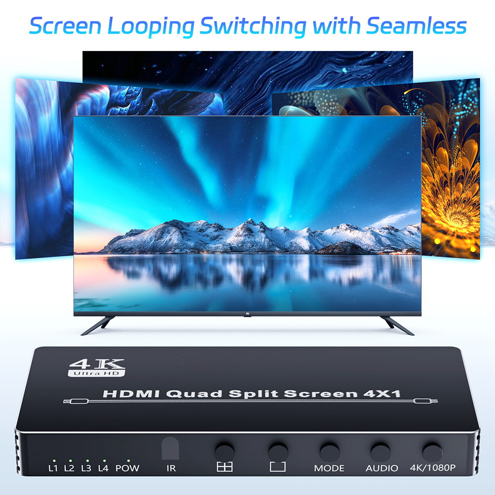 Multivisor HDMI 4K 4X1/2X1 HDMI Quad multivisor HDMI multivisor HDMI 4K HDMI multivisor 4X1 Swicth multivisor interruptor sin costuras