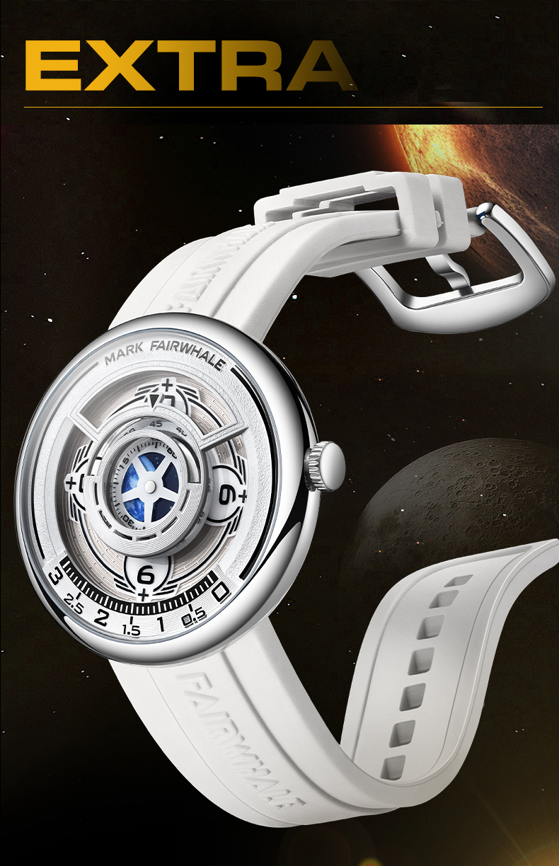Mark Fairwhale Men Luxury Watch Vintage Watches Concept Dial Quartz Wristwatch Rubber Strap