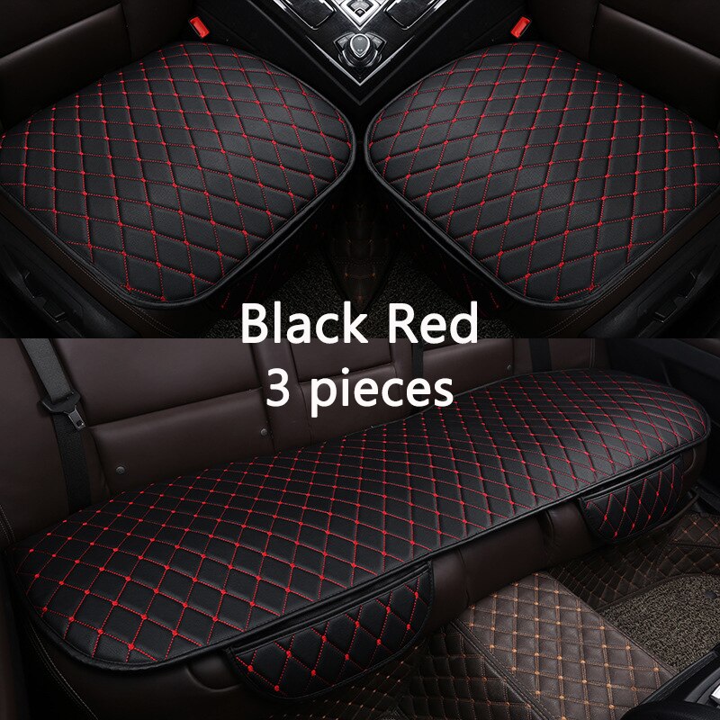 Universal Car Seat Cover PU Leather Auto Cushion Protector Mat Interior Parts For Ford Focus ST RS SE ST170 ST225 ST250 ST300: 3pcs-Black Red