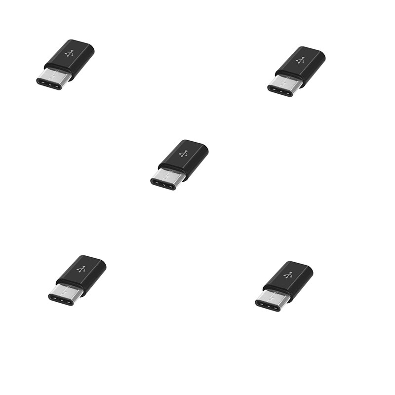 Mobiele Telefoon Adapter Micro Usb Naar Usb C Adapter Handig Microusb Connector Voor Huawei Xiaomi Samsung Adapter Usb Type C: 5Pcs(black)