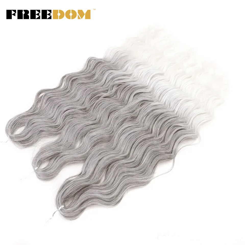 Syntetiske løse dybe bølger fletninger med hårextensions 24 cm dyb krøllet twist hæklet fletning med ombre blond brunt anna hår