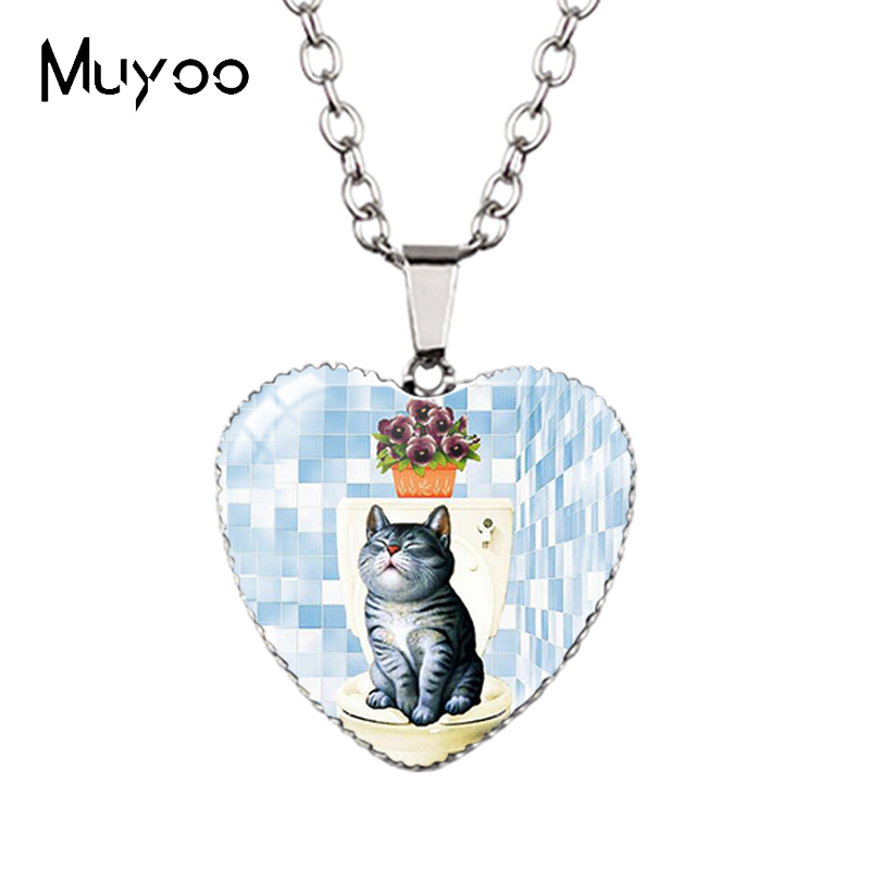 Cartoon Mooie Grappige Kittens En Muis Leuke Kitty Houdt Schelp Handgemaakte Hart Ketting Hangers Hz3: Licht Geel Goud Kleur