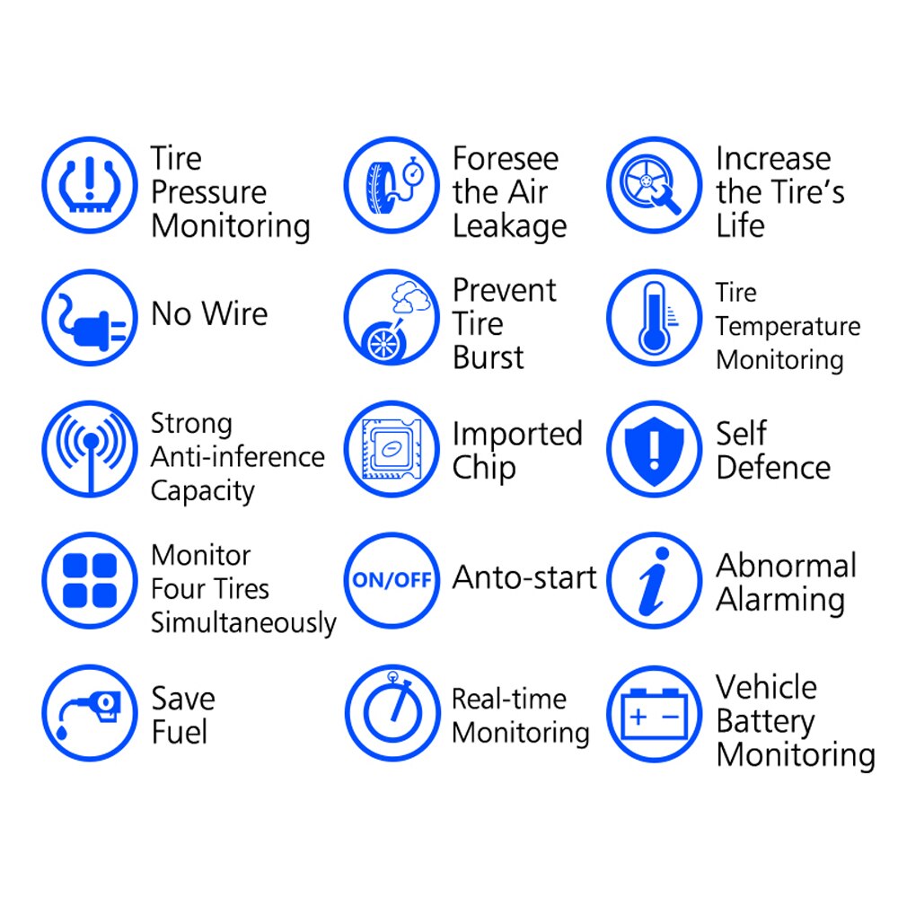 U903 Car TPMS Tire Pressure Monitoring System Four External Wireless TPMS Sensor Tool Monitor Diagnostic Tool cigarette lighter