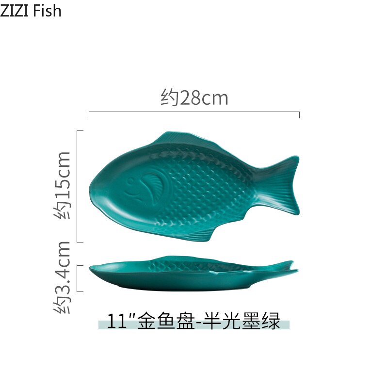 Fiskform keramik tallrik sallad sushi biff frukost tallrik nordisk enfärgad hushålls köksredskap
