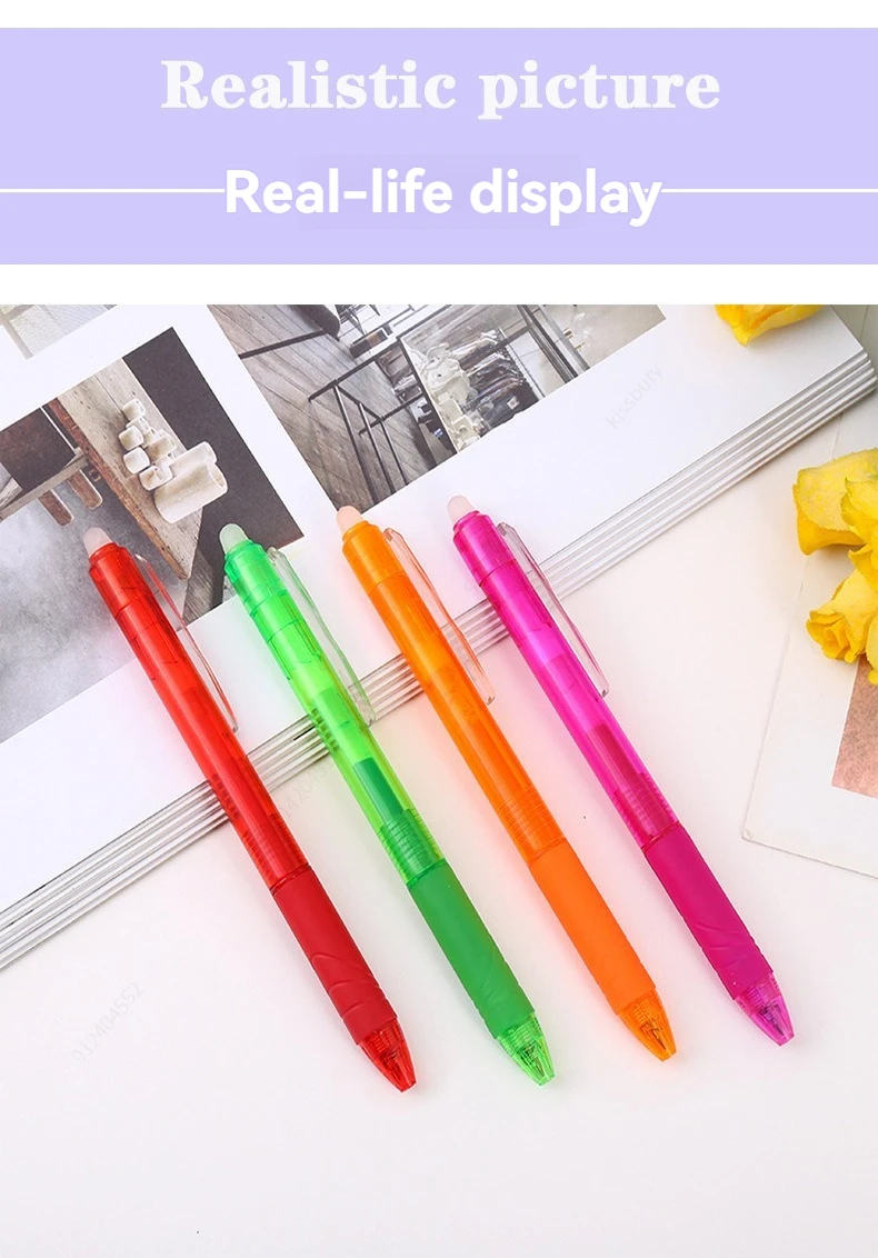 Farver 0.5/0.7mm magisk udtrækkelig sletbar pen gelpen sæt sletbar refill stang kontor skole skriveværktøj pressepen