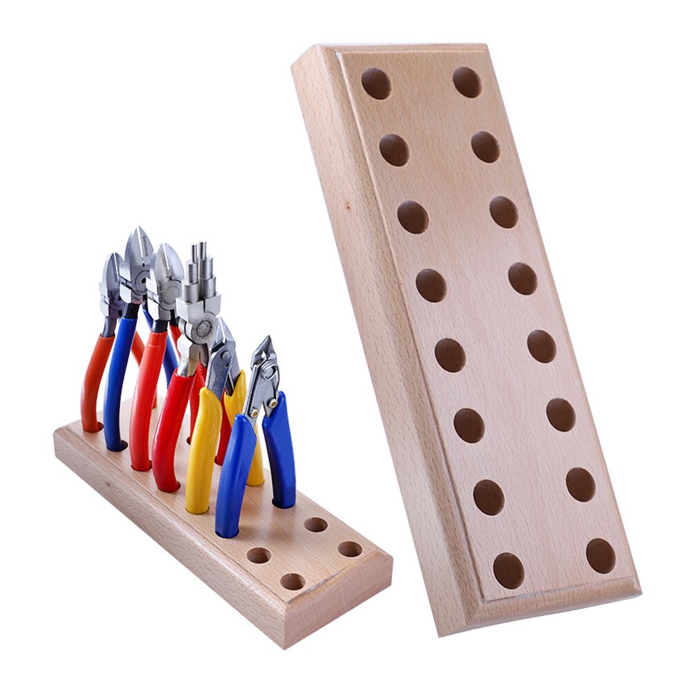 Wood Pliers Block Display Plier Organizer Tool Storage 16 Holes Durable Fixing Solid Portable Electrician Easy Apply Practical