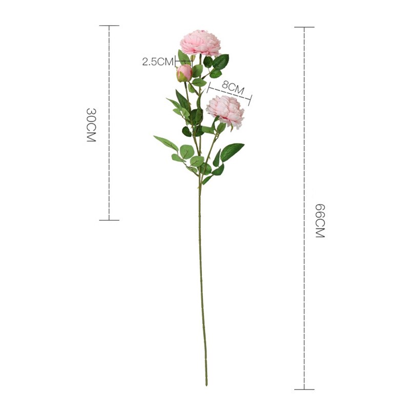 66cm lange europæiske kunstige blomster 3 hoved hjem silke pæon bryllup blomst udenlandske rose dekorative blomster fest dekoration 1 stk