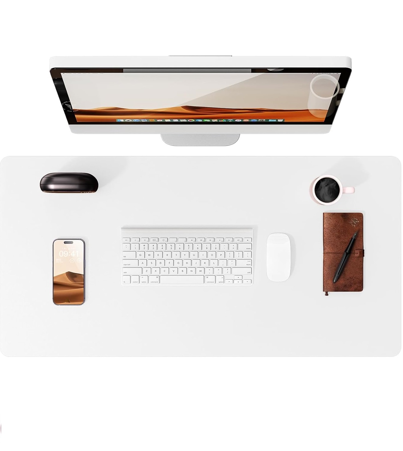 Leather Desk Mat, Large Office Desk Pad, Computer Desk Mat, Laptop Mat for Desk, Desk Protecor Mat, Desktop Mat, Desk Cover Mat: 60x30 cm / WHITE