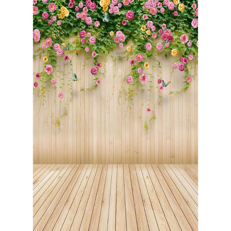 Houten Planken Bloem Fotografie Achtergrond Doek Achtergrond Studio Decor Photo Studio: 0.4X0.6m